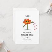 Quirky Cute Will You Be My Flower Girl Proposal カード (正面/裏面インサイチュ)