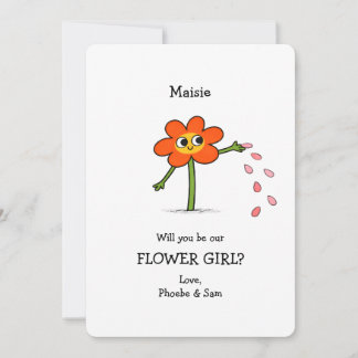 Quirky Cute Will You Be My Flower Girl Proposal カード