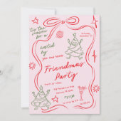 Quirky Doodle Christmas Friendmas Party Invitation 招待状 (正面)