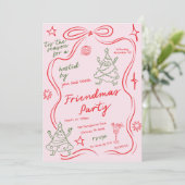 Quirky Doodle Christmas Friendmas Party Invitation 招待状 (スタンド正面)
