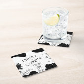 Quirky Doodle Shapes Script Wedding スクエアペーパーコースター (インサイチュ)