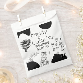 Quirky Doodle Shapes Script Wedding フェイバーバッグ
