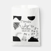 Quirky Doodle Shapes Script Wedding フェイバーバッグ (正面)