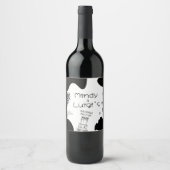 Quirky Doodle Shapes Script Wedding ワインラベル (正面)