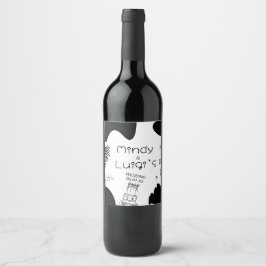 Quirky Doodle Shapes Script Wedding ワインラベル