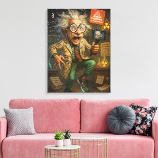Quirky Einstein Pop Art – Colorful Mad Scientist  キャンバスプリント