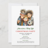Quirky Family Festive Watercolor Christmas Card 招待状 (正面)
