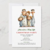 Quirky Family Modern Watercolor Holiday Invitation 招待状 (正面)