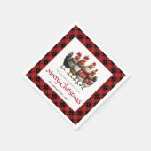 Quirky festive chickens editable personalized name スタンダードカクテルナプキン (角)
