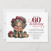 Quirky Funny Lady 60th Birthday Invite Template 招待状 (正面)