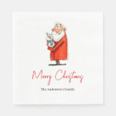 Quirky Funny Santa Claus Holiday Cocktail Napkins スタンダードランチョンナプキン (正面)
