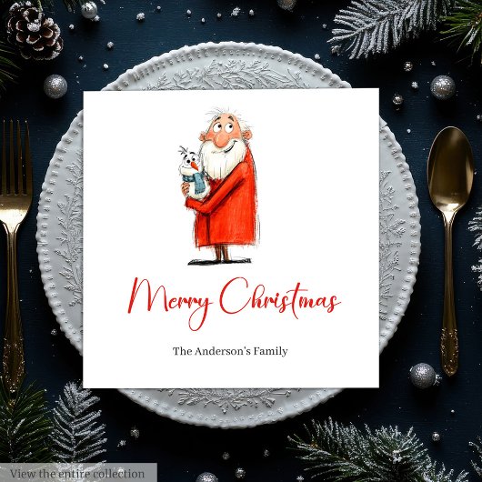 Quirky Funny Santa Claus Holiday Cocktail Napkins スタンダードランチョンナプキン