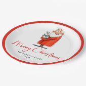 Quirky Funny Santa Claus Holiday Paper Plates ペーパープレート (アングル)