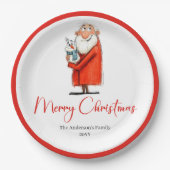 Quirky Funny Santa Claus Holiday Paper Plates ペーパープレート (正面)