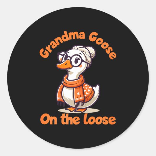 Quirky Goose Creations Funny Grandma Goose On The ラウンドシール (正面)