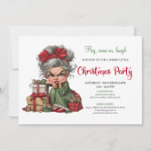 Quirky Grandma Christmas Cartoon Party Invitation 招待状 (正面)