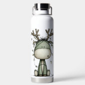 QUIRKY GREEN HOLIDAY CHRISTMAS REINDEER AND LIGHTS ウォーターボトル (背面)