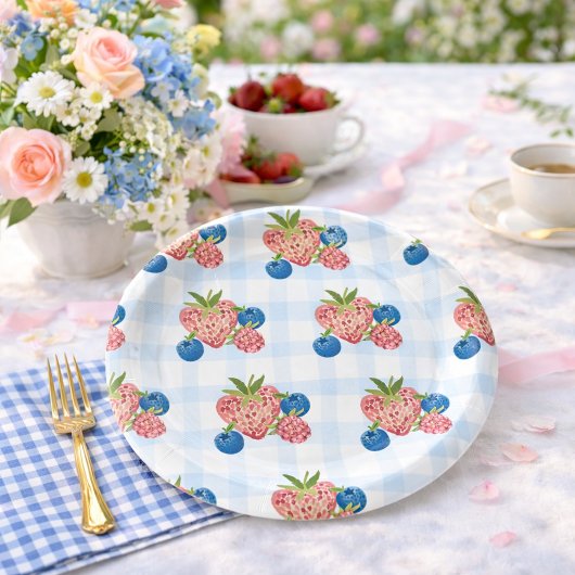 Quirky Hand Drawn Berry Sweet Baby Shower ペーパープレート