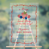 Quirky Hand Drawn Berry Sweet Baby Shower Acrylic  アクリルサイン (ニュートラル)