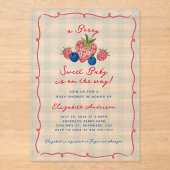Quirky Hand Drawn Berry Sweet Baby Shower Acrylic アクリル招待状 (正面)