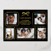 Quirky Hand-Drawn Frames 5-Photo Christmas 箔シーズンカード (正面)