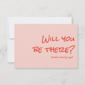 Quirky Hand Drawn Pink Red Unique QR Code Wedding 出欠カード (裏面)