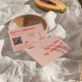 Quirky Hand Drawn Pink Red Unique QR Code Wedding 出欠カード