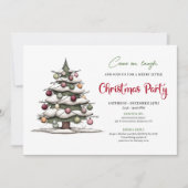 Quirky hand painted tree modern holiday invitation 招待状 (正面)