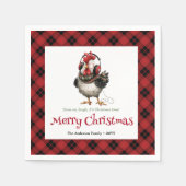 Quirky holiday chickens personalized name napkins スタンダードカクテルナプキン (正面)