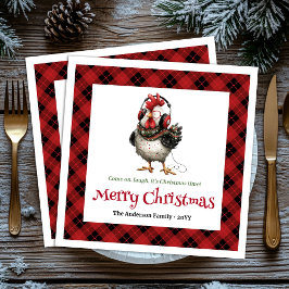 Quirky holiday chickens personalized name napkins スタンダードカクテルナプキン