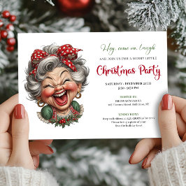 Quirky Holiday Grandma Fun Christmas Party Invite 招待状