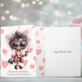 Quirky Hot Mess Girl Pink Hearts Valentine's Day シーズンカード