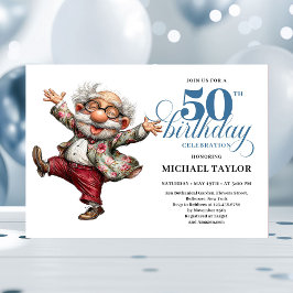 Quirky Humor Man 50 Birthday Celebration Invite 招待状