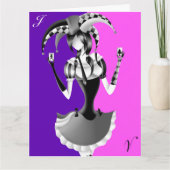 Quirky Jester  pink and purple Greetings Card カード (正面)