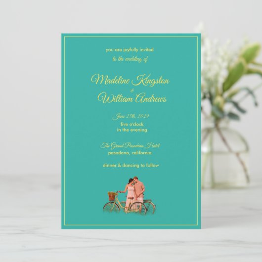 Quirky Kitschy Retro Photo Wedding Invitation カード (スタンド正面)