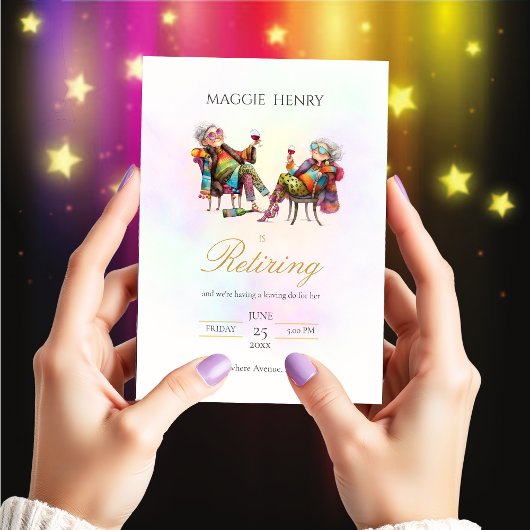Quirky Lady Retirment Party Invitation 招待状
