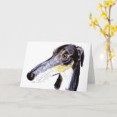 Quirky lurcher/ greyhound greetings card カード (黄色い花)