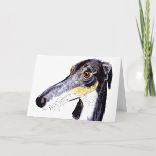 Quirky lurcher/ greyhound greetings card カード