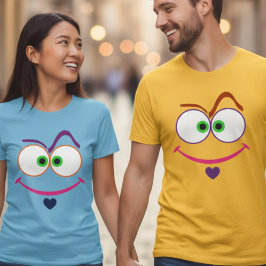 Quirky Minimalist Smiley Face Heart Graphic Art Tシャツ