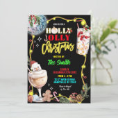 Quirky Neon Holly Jolly Christmas 招待状 (スタンド正面)