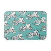 Quirky Octopus Sketches Pattern Teal バスマット (正面)