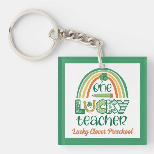 Quirky One Lucky Teacher St Patrick's Day キーホルダー (正面)
