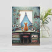 Quirky Orange Cat at a Window Hello Flat カード (スタンド正面)