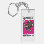 Quirky Ostrich Dance Like No One's Watching Design キーホルダー (正面左)