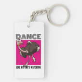 Quirky Ostrich Dance Like No One's Watching Design キーホルダー (裏面)