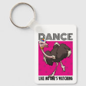 Quirky Ostrich Dance Like No One's Watching Design キーホルダー (正面)