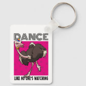 Quirky Ostrich Dance Like No One's Watching Design キーホルダー (裏面)