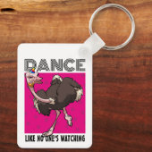 Quirky Ostrich Dance Like No One's Watching Design キーホルダー (裏面)