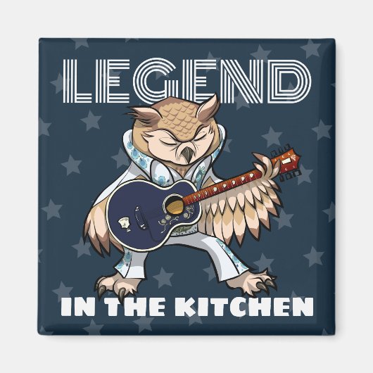 Quirky Owl Legend In The Kitchen Rock Star Artwork マグネット (正面)
