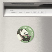 Quirky Panda Add Your Text Cherry Blossom Artwork マグネット (インサイチュ (食洗機))